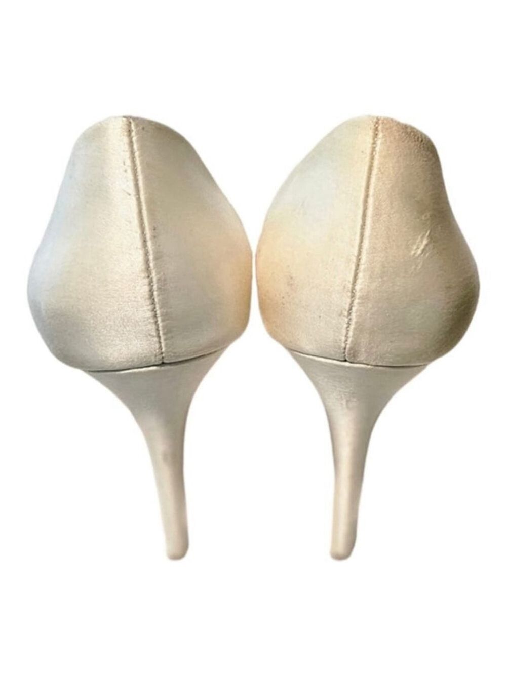 BADGLEY MISCHKA Cream Embellished Satin Pumps. Size 71/2 M - Picture 6 of 14